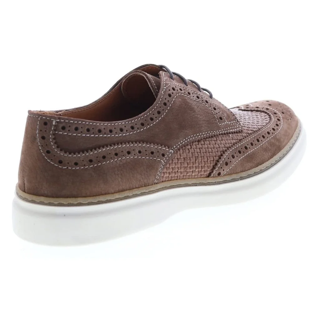 Bruno Magli Salento Raffia Mens Shoes Brown Oxfords Made in Italy Size 10.5 M